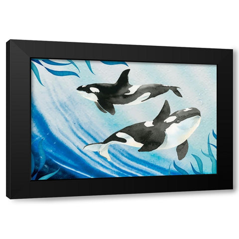 Yin Yang Black Modern Wood Framed Art Print by The Font Diva