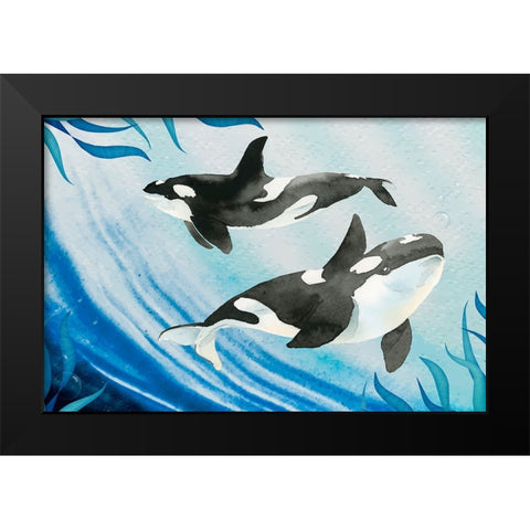 Yin Yang Black Modern Wood Framed Art Print by The Font Diva