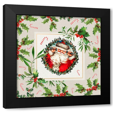 Call for Kris Kringle Black Modern Wood Framed Art Print by The Font Diva