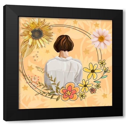 Beanie Black Modern Wood Framed Art Print with Double Matting by The Font Diva