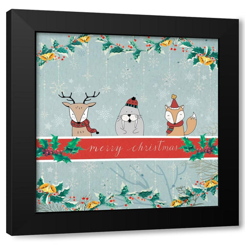 Merry Christmas Black Modern Wood Framed Art Print by The Font Diva