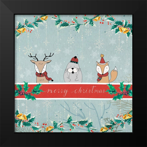 Merry Christmas Black Modern Wood Framed Art Print by The Font Diva