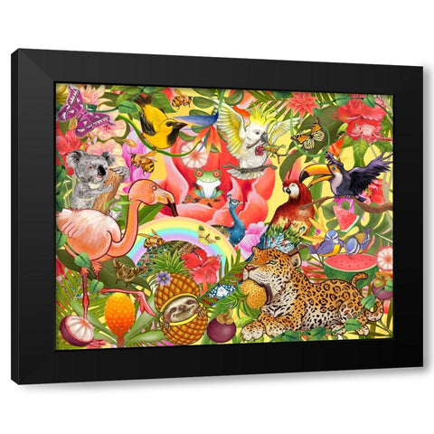 Jungle Jam Black Modern Wood Framed Art Print by The Font Diva