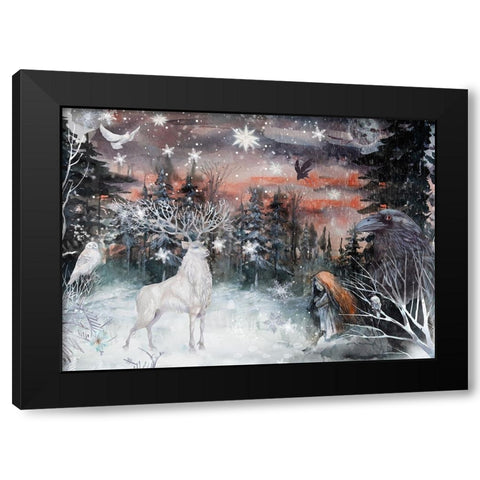 Iris Black Modern Wood Framed Art Print by The Font Diva
