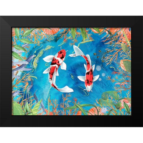 Just Keep Swimming Black Modern Wood Framed Art Print by The Font Diva