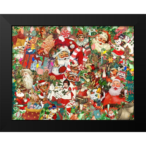 A Vintage Christmas Black Modern Wood Framed Art Print by The Font Diva