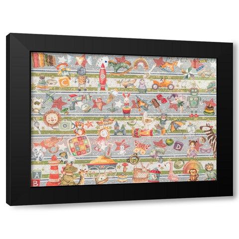 Babes in Toyland Black Modern Wood Framed Art Print by The Font Diva