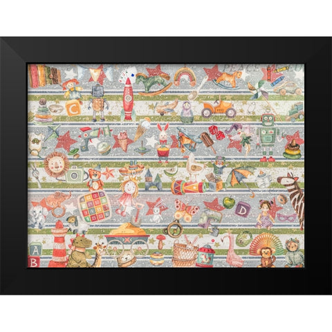 Babes in Toyland Black Modern Wood Framed Art Print by The Font Diva