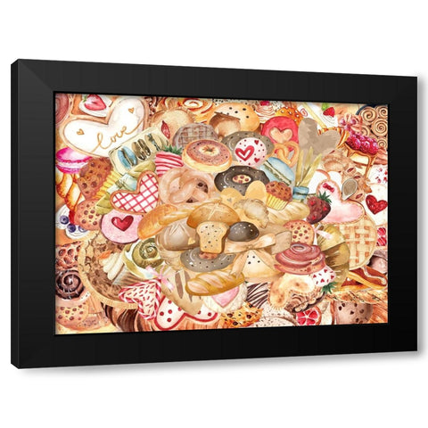 Patisserie Black Modern Wood Framed Art Print by The Font Diva