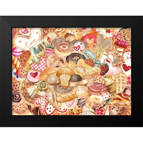 Patisserie Black Modern Wood Framed Art Print by The Font Diva