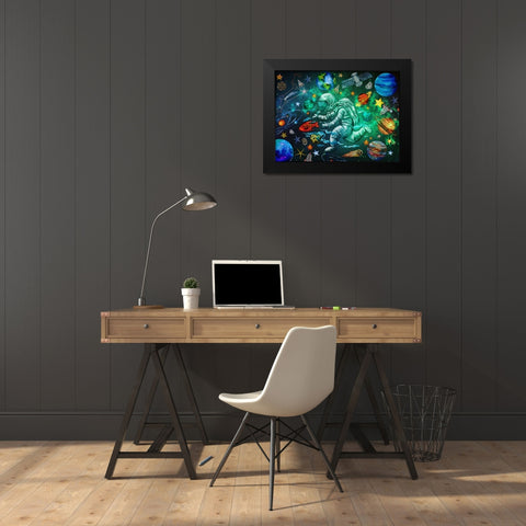 Star Search Black Modern Wood Framed Art Print by The Font Diva