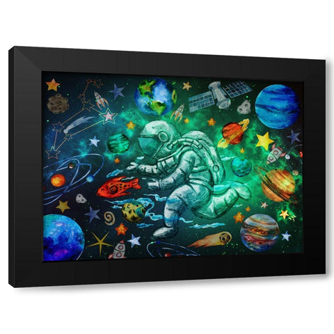 Star Search Black Modern Wood Framed Art Print by The Font Diva