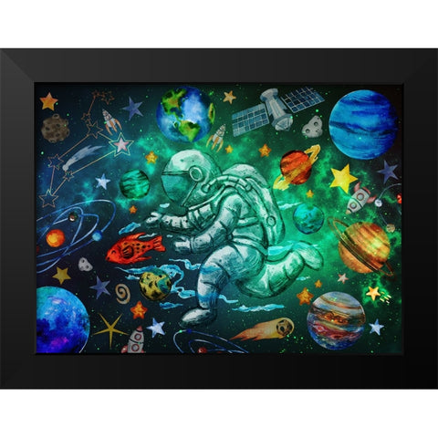 Star Search Black Modern Wood Framed Art Print by The Font Diva