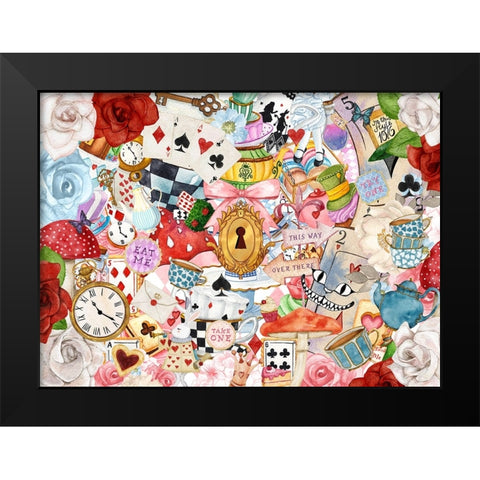 Wonderland Black Modern Wood Framed Art Print by The Font Diva