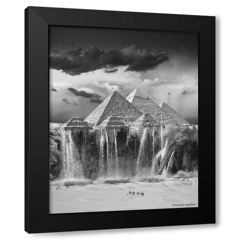 Camel Wash Station Black Modern Wood Framed Art Print with Double Matting by Barbey, Thomas