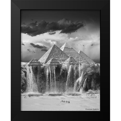 Camel Wash Station Black Modern Wood Framed Art Print by Barbey, Thomas