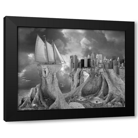 Fish out of Water Black Modern Wood Framed Art Print by Barbey, Thomas