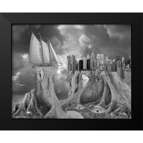 Fish out of Water Black Modern Wood Framed Art Print by Barbey, Thomas