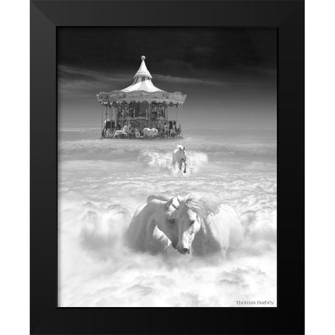 Horsing Around Vertical Black Modern Wood Framed Art Print by Barbey, Thomas