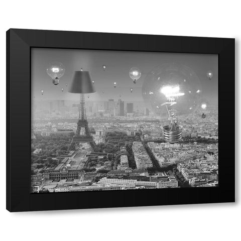 Paris the City of Lights Black Modern Wood Framed Art Print with Double Matting by Barbey, Thomas