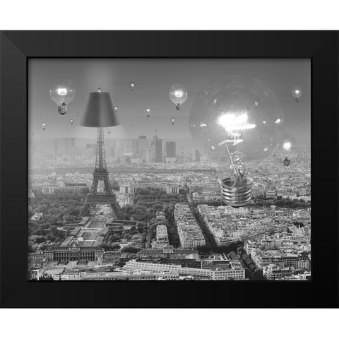 Paris the City of Lights Black Modern Wood Framed Art Print by Barbey, Thomas