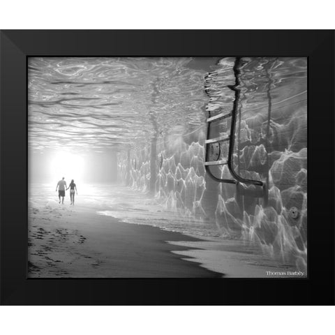 Sunbathing Black Modern Wood Framed Art Print by Barbey, Thomas