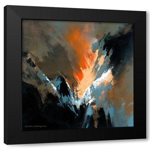 Snow Valley Black Modern Wood Framed Art Print with Double Matting by Leung, Thomas