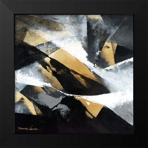 Gold Fusion 1 Black Modern Wood Framed Art Print by Leung, Thomas