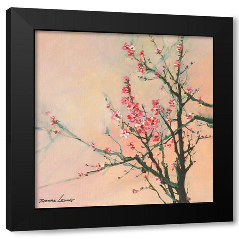 Little Blossom Black Modern Wood Framed Art Print with Double Matting by Leung, Thomas