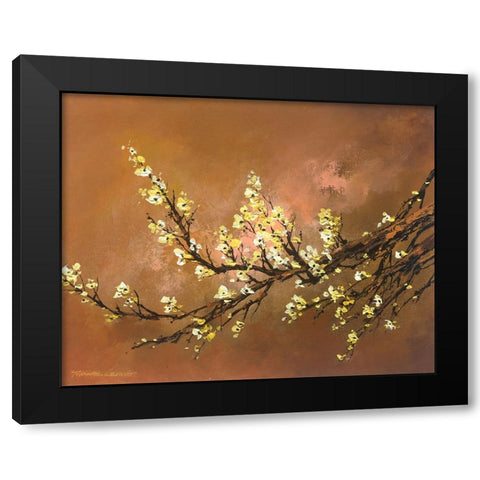 Yellow Plum Blossom 2 Black Modern Wood Framed Art Print with Double Matting by Leung, Thomas