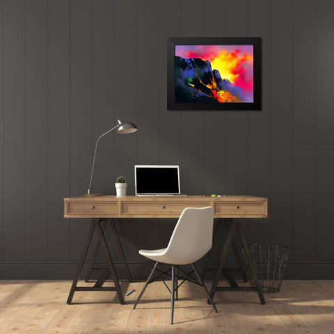 Lavas Descent Black Modern Wood Framed Art Print by Leung, Thomas