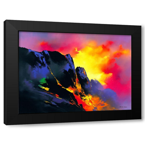 Lavas Descent Black Modern Wood Framed Art Print with Double Matting by Leung, Thomas
