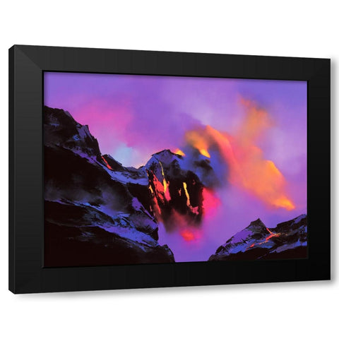 Molten Rock Black Modern Wood Framed Art Print by Leung, Thomas