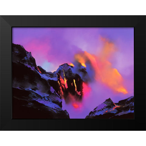Molten Rock Black Modern Wood Framed Art Print by Leung, Thomas