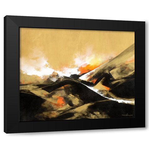 The Golden Time Black Modern Wood Framed Art Print with Double Matting by Leung, Thomas