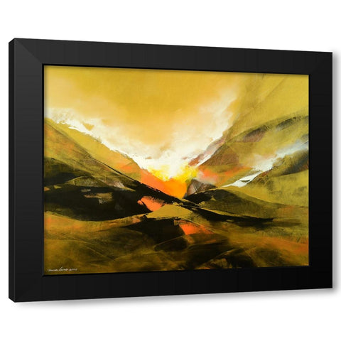 The Golden Universe Black Modern Wood Framed Art Print with Double Matting by Leung, Thomas