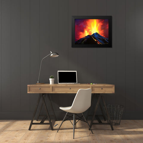 Volcanic Roar Black Modern Wood Framed Art Print by Leung, Thomas