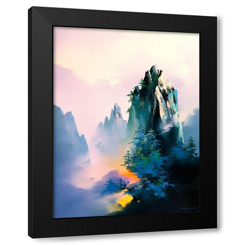 Mountain Glow Black Modern Wood Framed Art Print by Leung, Thomas