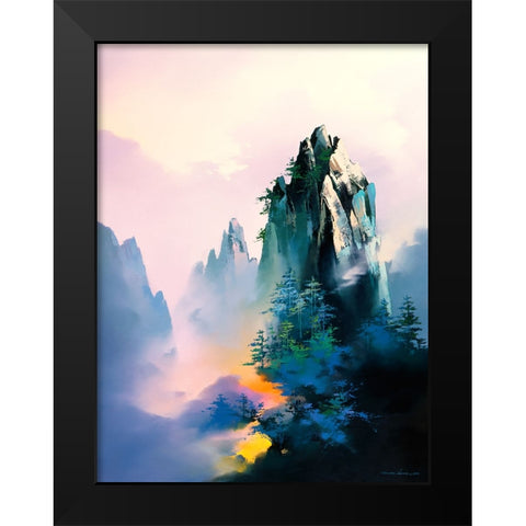 Mountain Glow Black Modern Wood Framed Art Print by Leung, Thomas