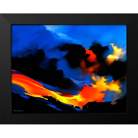 Fire Surf Black Modern Wood Framed Art Print by Leung, Thomas
