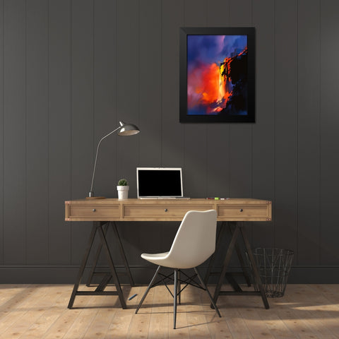 Fire Cliffs Black Modern Wood Framed Art Print by Leung, Thomas