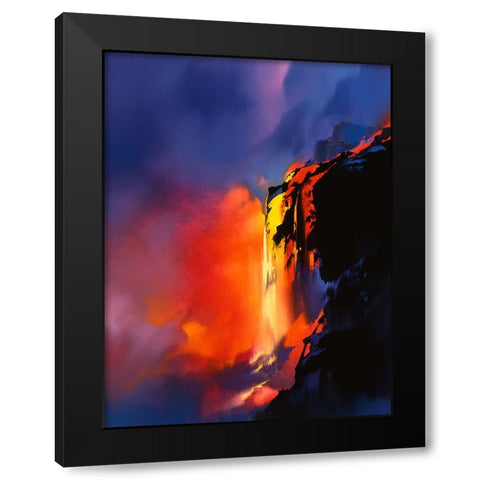 Fire Cliffs Black Modern Wood Framed Art Print by Leung, Thomas