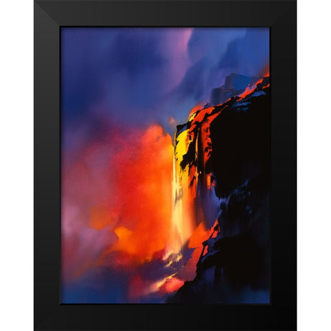 Fire Cliffs Black Modern Wood Framed Art Print by Leung, Thomas
