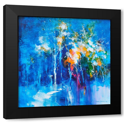 Winter Blues Black Modern Wood Framed Art Print with Double Matting by Leung, Thomas
