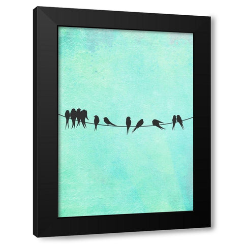 Birds On A Wire Black Modern Wood Framed Art Print with Double Matting by Lavoie, Tina