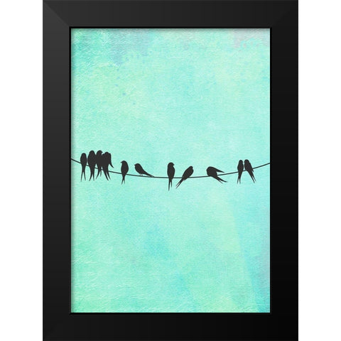 Birds On A Wire Black Modern Wood Framed Art Print by Lavoie, Tina