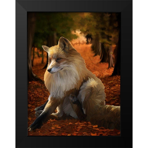 Fall Fox Black Modern Wood Framed Art Print by Lavoie, Tina