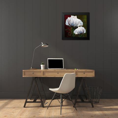 Coquelicots En Vert Black Modern Wood Framed Art Print by Lavoie, Tina