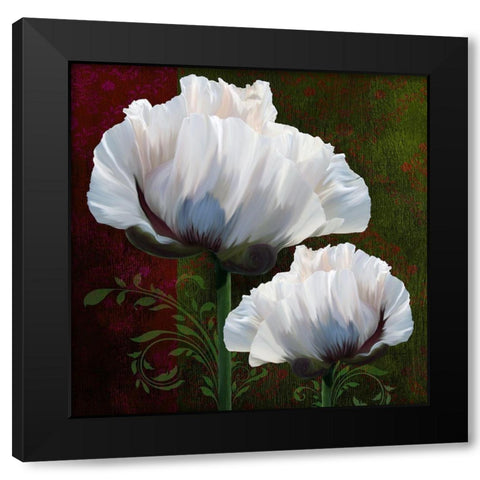 Coquelicots En Vert Black Modern Wood Framed Art Print with Double Matting by Lavoie, Tina