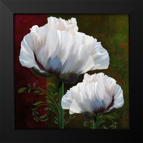 Coquelicots En Vert Black Modern Wood Framed Art Print by Lavoie, Tina